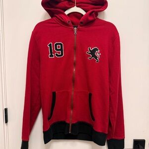 Express Red Kids Hoodie with Lion and Number Design